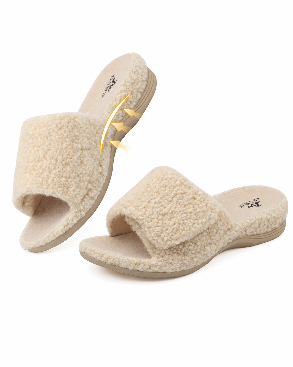 Orthopedic Slippers for Women Adjustable Arch Support House Slippers Plantar Fasciitis Open Toe Memory Foam Bedroom Shoes with Rubber Sole Indoor