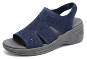 Womens Wedge Sandals Platform Walking Sandals Open Toe Ankle Elastic Strap Casual Comfortable Summer Dressy