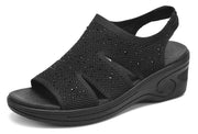 Womens Wedge Sandals Platform Walking Sandals Open Toe Ankle Elastic Strap Casual Comfortable Summer Dressy