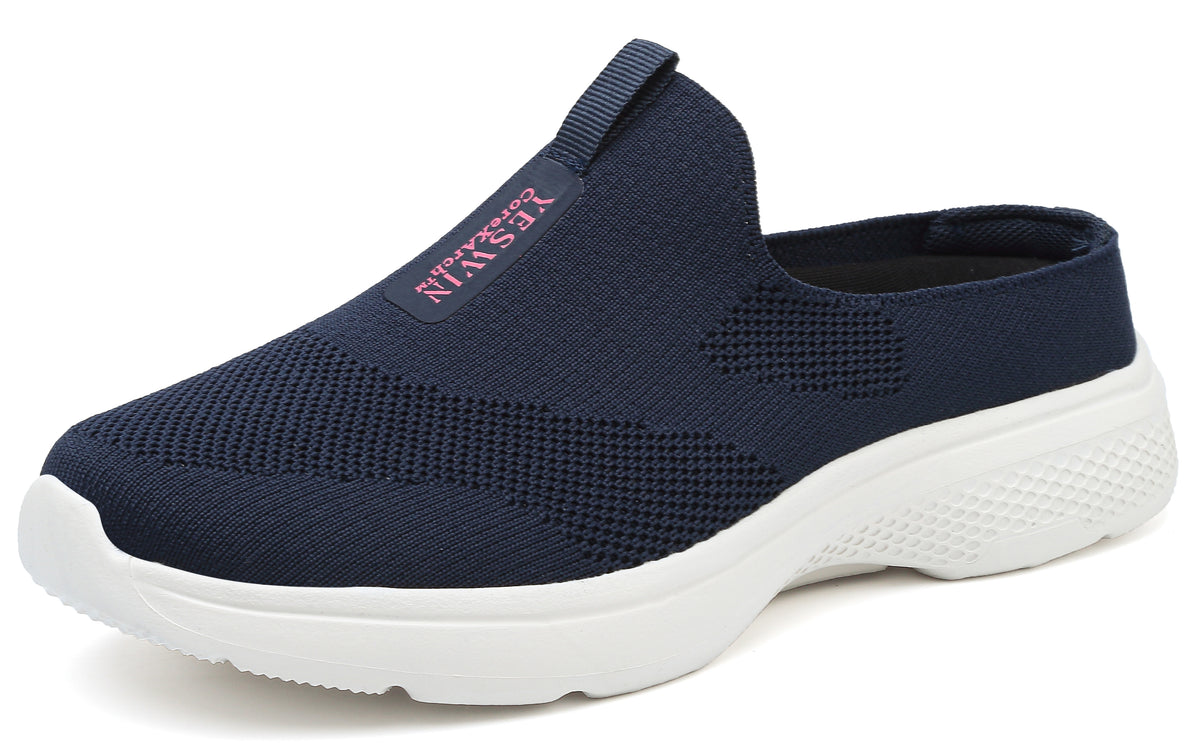 Women's Orthopedic Slip-On Mules Sneakers for Plantar Fasciitis Easy Off Recovery Backless Knit Comfortable Lightweight with Arch Support Walking Shoes for Travel, House & Office