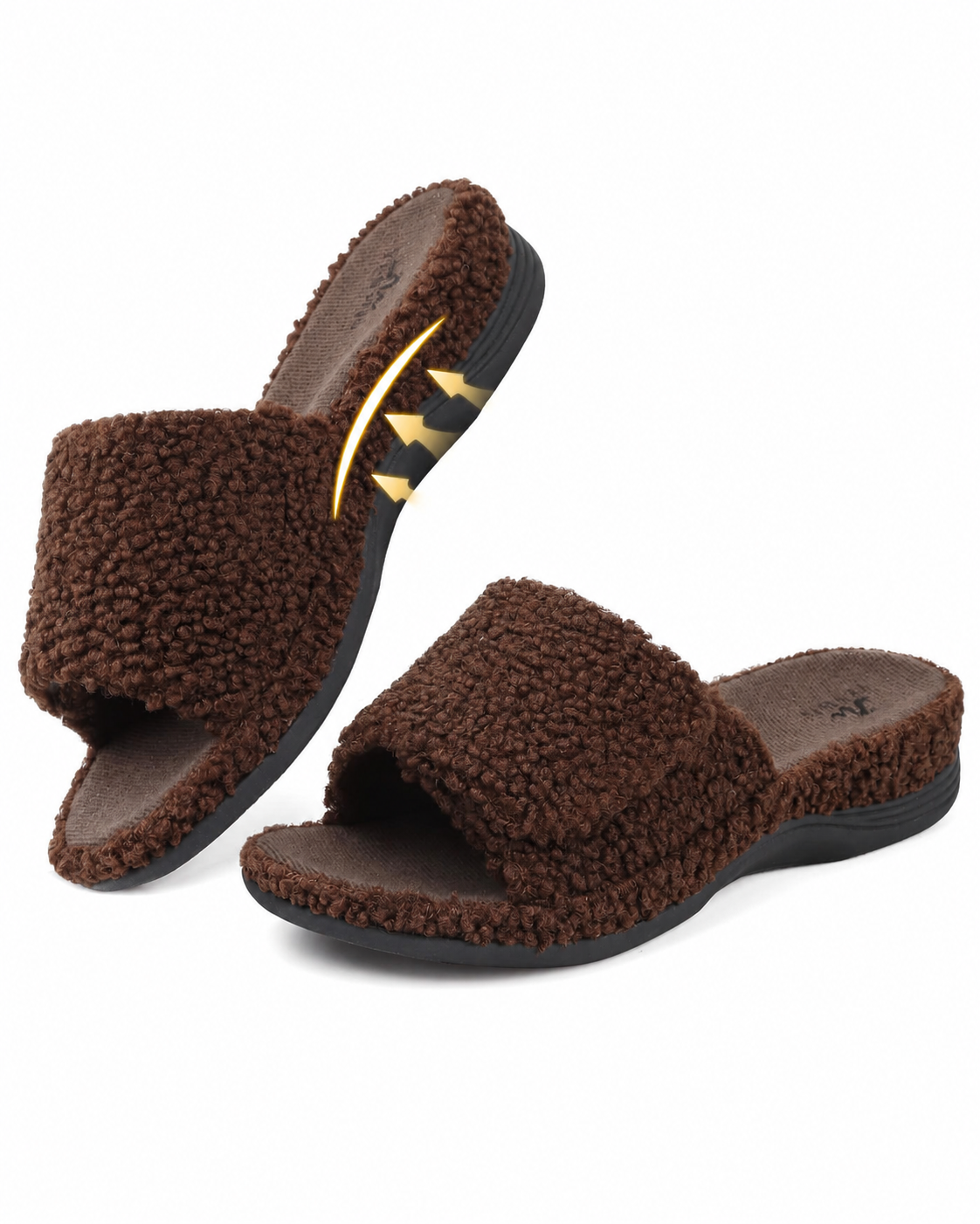 Orthopedic Slippers for Women Adjustable Arch Support House Slippers Plantar Fasciitis Open Toe Memory Foam Bedroom Shoes with Rubber Sole Indoor