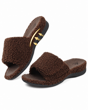 Orthopedic Slippers for Women Adjustable Arch Support House Slippers Plantar Fasciitis Open Toe Memory Foam Bedroom Shoes with Rubber Sole Indoor