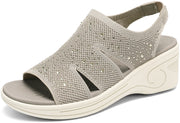Womens Wedge Sandals Platform Walking Sandals Open Toe Ankle Elastic Strap Casual Comfortable Summer Dressy