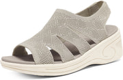 Womens Wedge Sandals Platform Walking Sandals Open Toe Ankle Elastic Strap Casual Comfortable Summer Dressy