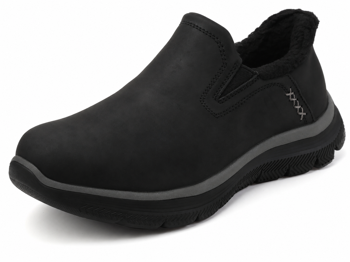 Women's Boots Slip On Winter Ankle Warm Booties Easy Entry Faux Fur Lined Snow Shoes, Lightweight Traction Sole for Home Walking