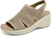 Womens Wedge Sandals Platform Walking Sandals Open Toe Ankle Elastic Strap Casual Comfortable Summer Dressy