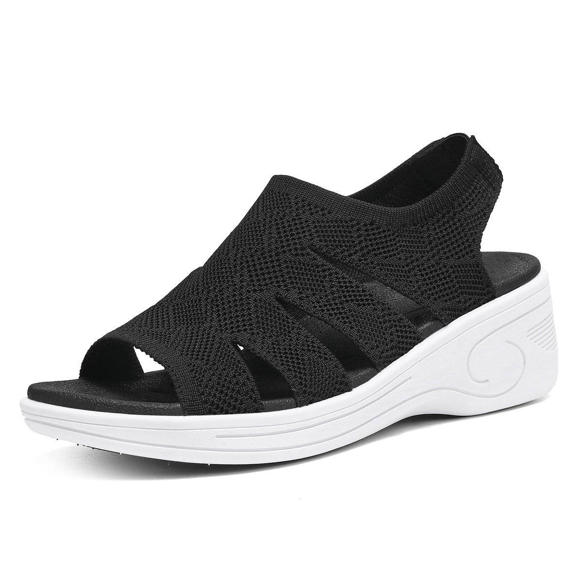 Womens Wedge Sandals Platform Walking Sandals Open Toe Ankle Elastic Strap Casual Comfortable Summer Dressy
