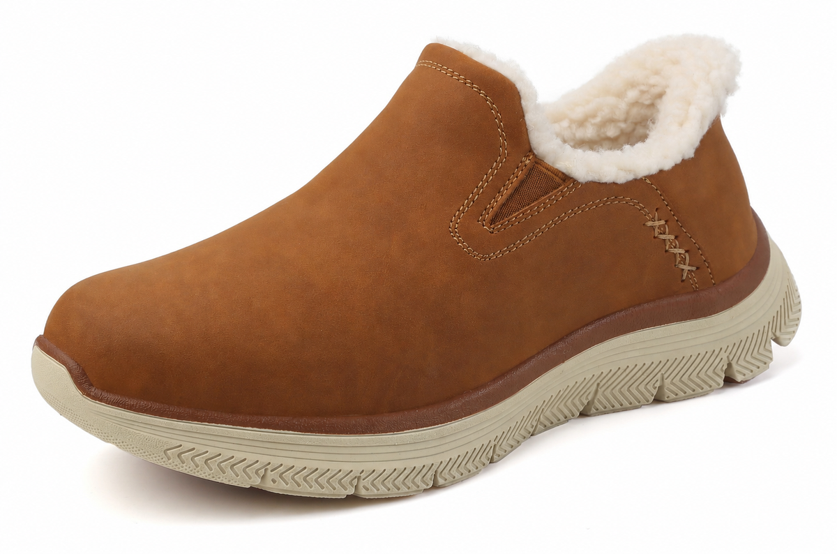 Women's Boots Slip On Winter Ankle Warm Booties Easy Entry Faux Fur Lined Snow Shoes, Lightweight Traction Sole for Home Walking