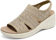 Womens Wedge Sandals Platform Walking Sandals Open Toe Ankle Elastic Strap Casual Comfortable Summer Dressy