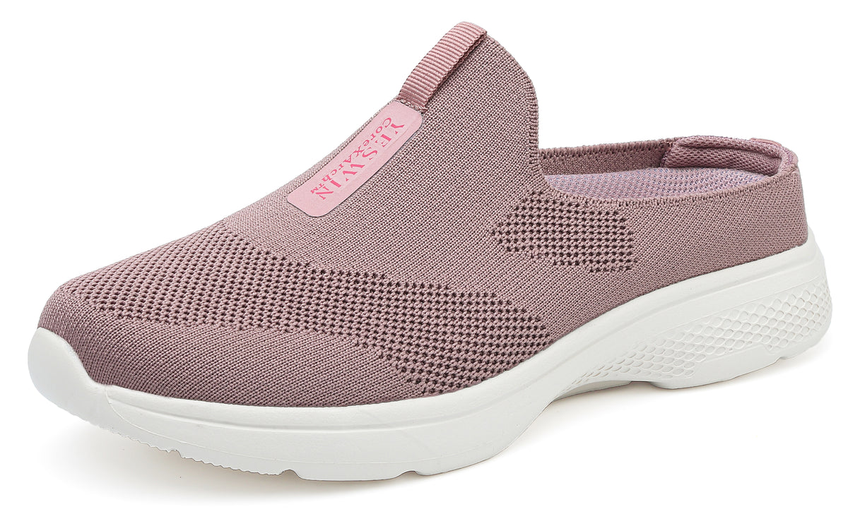 Women's Orthopedic Slip-On Mules Sneakers for Plantar Fasciitis Easy Off Recovery Backless Knit Comfortable Lightweight with Arch Support Walking Shoes for Travel, House & Office