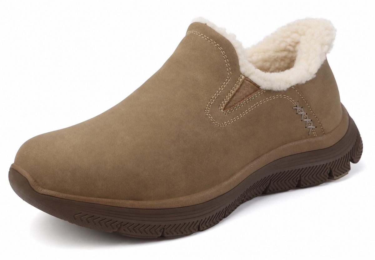 Women's Boots Slip On Winter Ankle Warm Booties Easy Entry Faux Fur Lined Snow Shoes, Lightweight Traction Sole for Home Walking