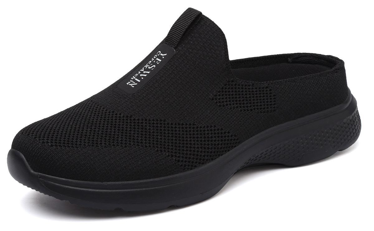 Women's Orthopedic Slip-On Mules Sneakers for Plantar Fasciitis Easy Off Recovery Backless Knit Comfortable Lightweight with Arch Support Walking Shoes for Travel, House & Office