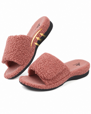 Orthopedic Slippers for Women Adjustable Arch Support House Slippers Plantar Fasciitis Open Toe Memory Foam Bedroom Shoes with Rubber Sole Indoor