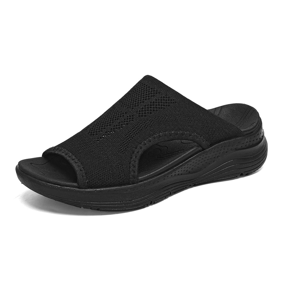 Womens Orthopedic Platform Slides Sandals with Arch Support Ladies Comfortable Walking Open Toe Plantar Fasciitis Slip On for Summer