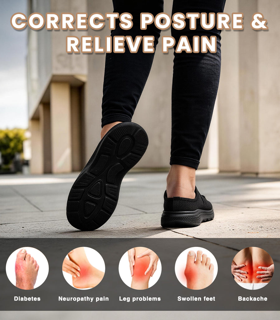 Women's Orthopedic Slip-On Mules Sneakers for Plantar Fasciitis Easy Off Recovery Backless Knit Comfortable Lightweight with Arch Support Walking Shoes for Travel, House & Office