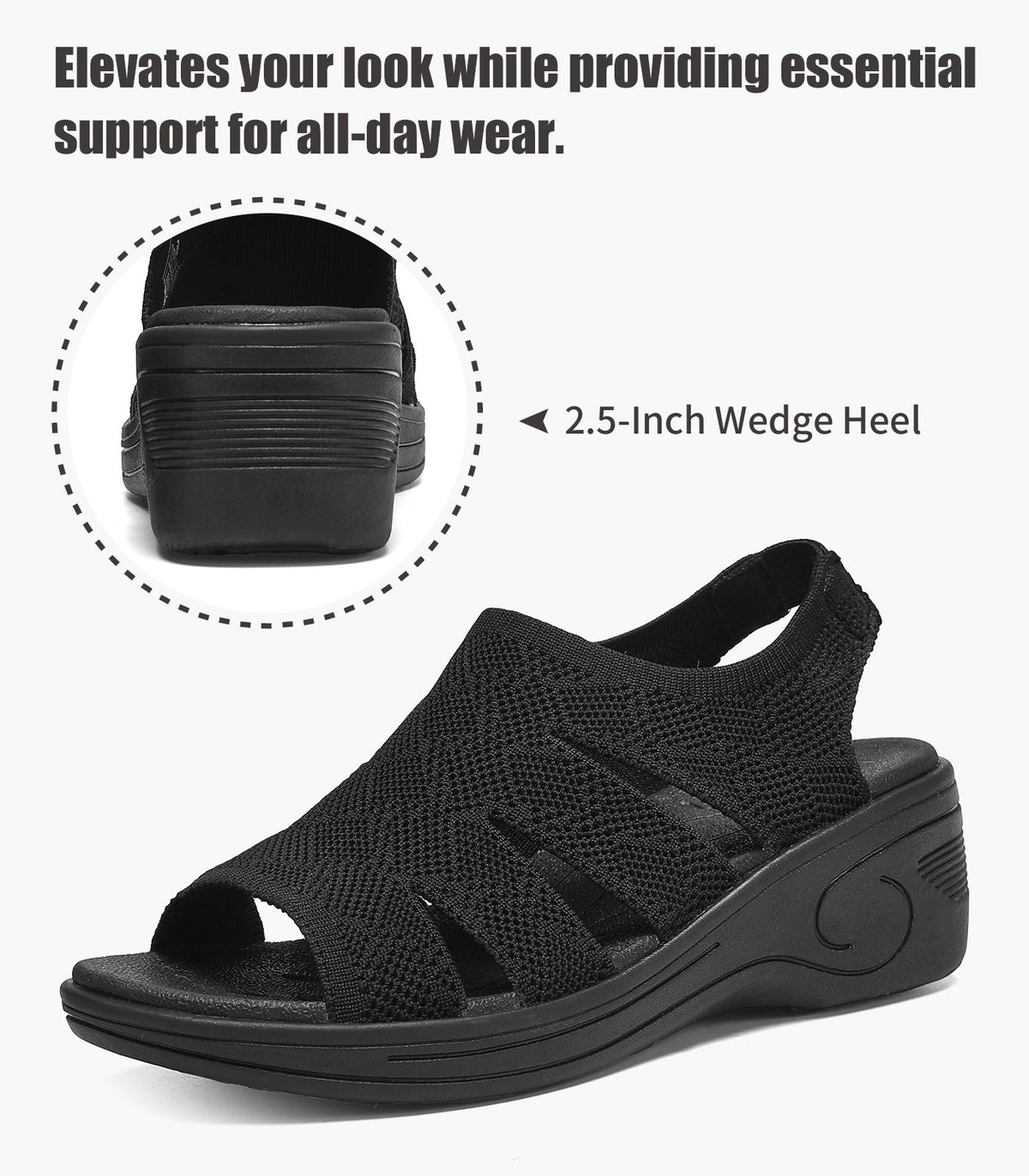 Womens Wedge Sandals Platform Walking Sandals Open Toe Ankle Elastic Strap Casual Comfortable Summer Dressy