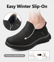 Women's Boots Slip On Winter Ankle Warm Booties Easy Entry Faux Fur Lined Snow Shoes, Lightweight Traction Sole for Home Walking
