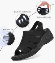 Womens Wedge Sandals Platform Walking Sandals Open Toe Ankle Elastic Strap Casual Comfortable Summer Dressy
