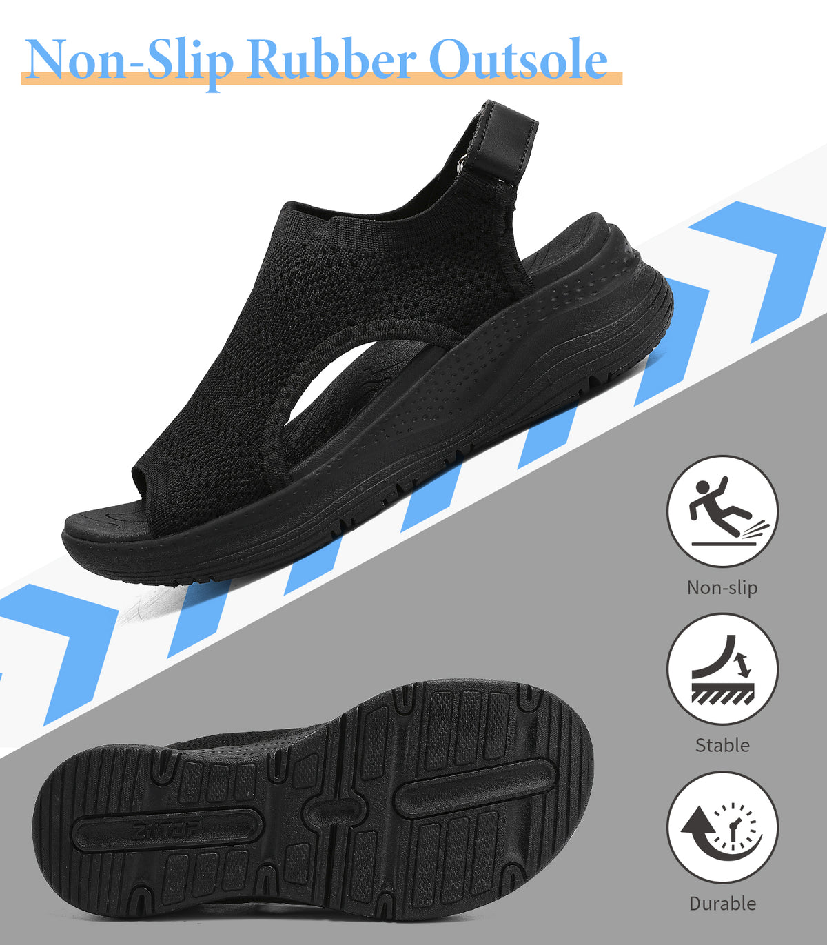 Women Arch Support Orthotic Walking Sandals Open Toe Adjustable Ankle Strap