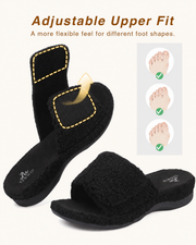 Orthopedic Slippers for Women Adjustable Arch Support House Slippers Plantar Fasciitis Open Toe Memory Foam Bedroom Shoes with Rubber Sole Indoor