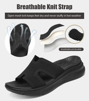 Slides for Women Orthopedic Arch Support Platform Walking Sandals Plantar Fasciitis Breathable Knit H-Strap Open-Toe Slip On Summer Beach Pool Sandals 2''