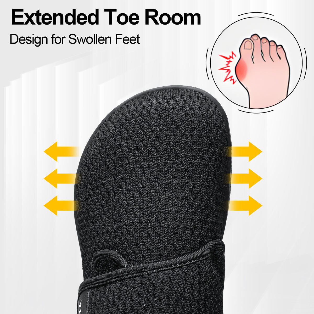 Diabetic Walking Shoes for Women Wide Toe Box Non Slip Comfortable Breathable Zero Drop Barefoot Shoe with Adjustable Strap for Neuropathy, Edema, Swollen Feet, Elderly, Pregnancy