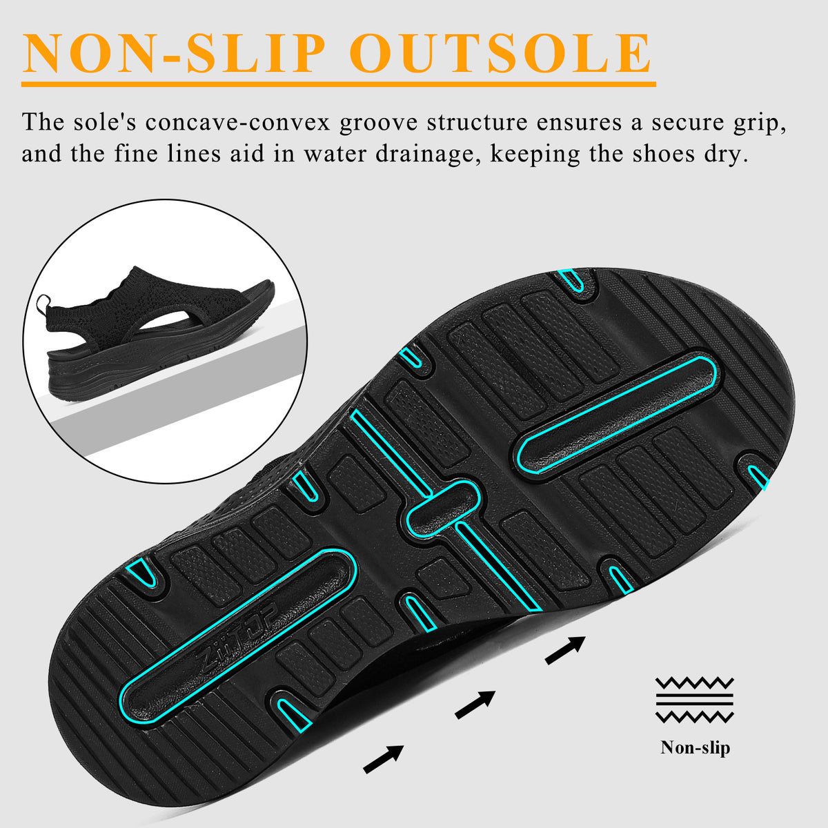 Womens Orthopedic Walking Sandals Arch Support Comfort Slip-On Sport Sandals Open-Toe Athletic Sandals for Plantar Fasciitis Summer Beach Casual