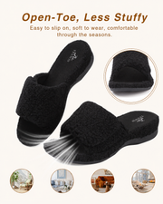 Orthopedic Slippers for Women Adjustable Arch Support House Slippers Plantar Fasciitis Open Toe Memory Foam Bedroom Shoes with Rubber Sole Indoor