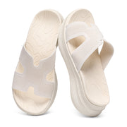 Slides for Women Orthopedic Arch Support Platform Walking Sandals Plantar Fasciitis Breathable Knit H-Strap Open-Toe Slip On Summer Beach Pool Sandals 2''