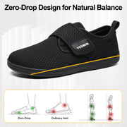 Diabetic Walking Shoes for Women Wide Toe Box Non Slip Comfortable Breathable Zero Drop Barefoot Shoe with Adjustable Strap for Neuropathy, Edema, Swollen Feet, Elderly, Pregnancy