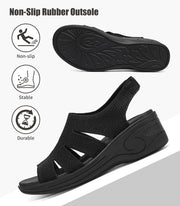 Womens Wedge Sandals Platform Walking Sandals Open Toe Ankle Elastic Strap Casual Comfortable Summer Dressy