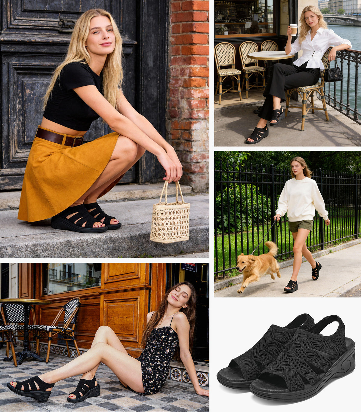 Womens Wedge Sandals Platform Walking Sandals Open Toe Ankle Elastic Strap Casual Comfortable Summer Dressy