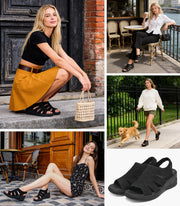 Womens Wedge Sandals Platform Walking Sandals Open Toe Ankle Elastic Strap Casual Comfortable Summer Dressy