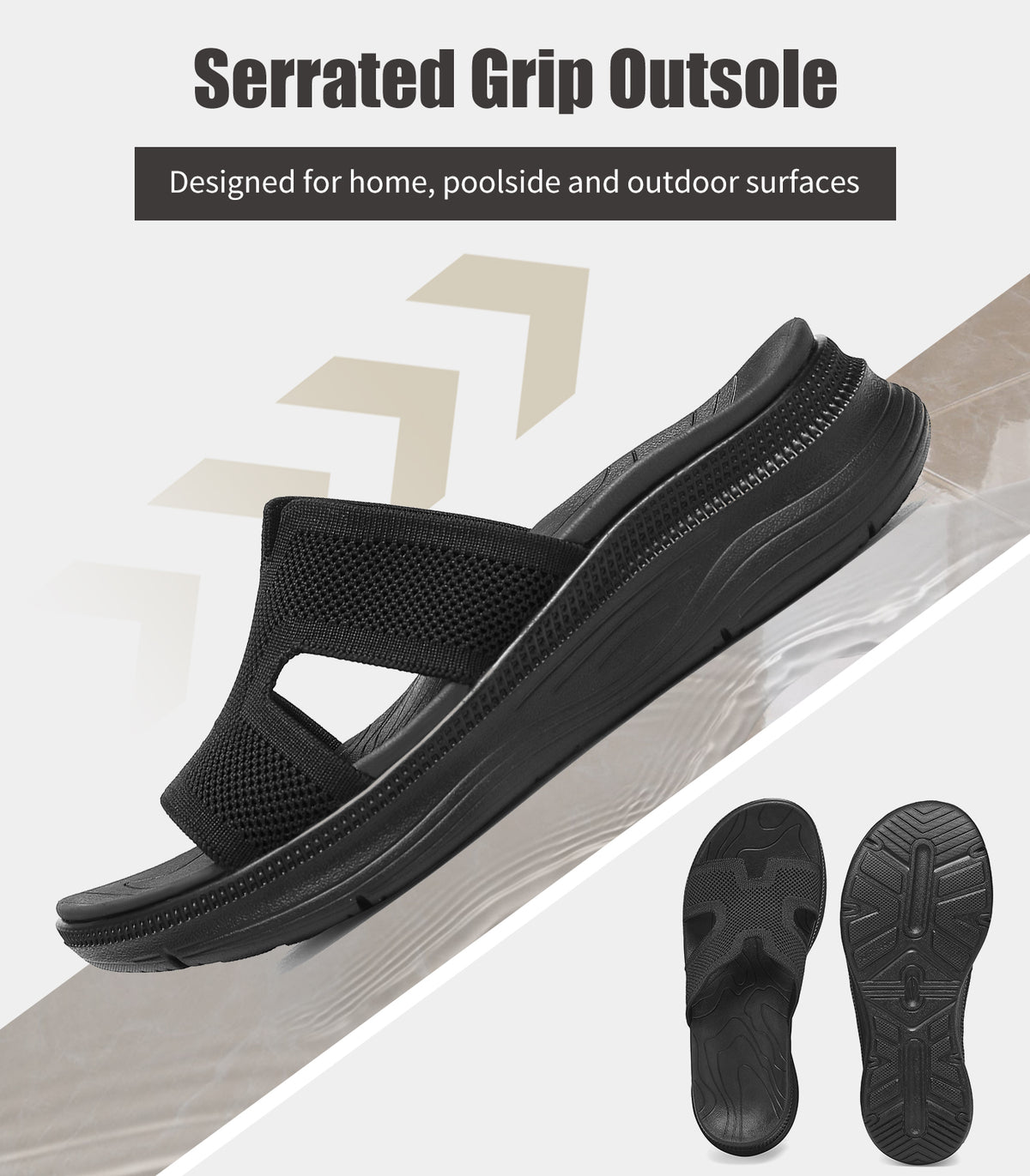 Slides for Women Orthopedic Arch Support Platform Walking Sandals Plantar Fasciitis Breathable Knit H-Strap Open-Toe Slip On Summer Beach Pool Sandals 2''