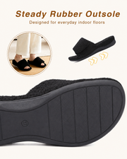 Orthopedic Slippers for Women Adjustable Arch Support House Slippers Plantar Fasciitis Open Toe Memory Foam Bedroom Shoes with Rubber Sole Indoor